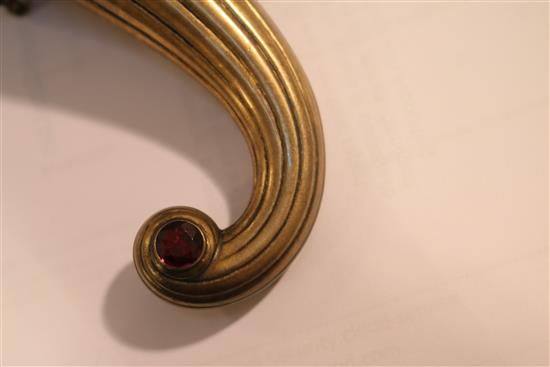 A jewelled silver-gilt posy holder, c.1865, 4.25in.